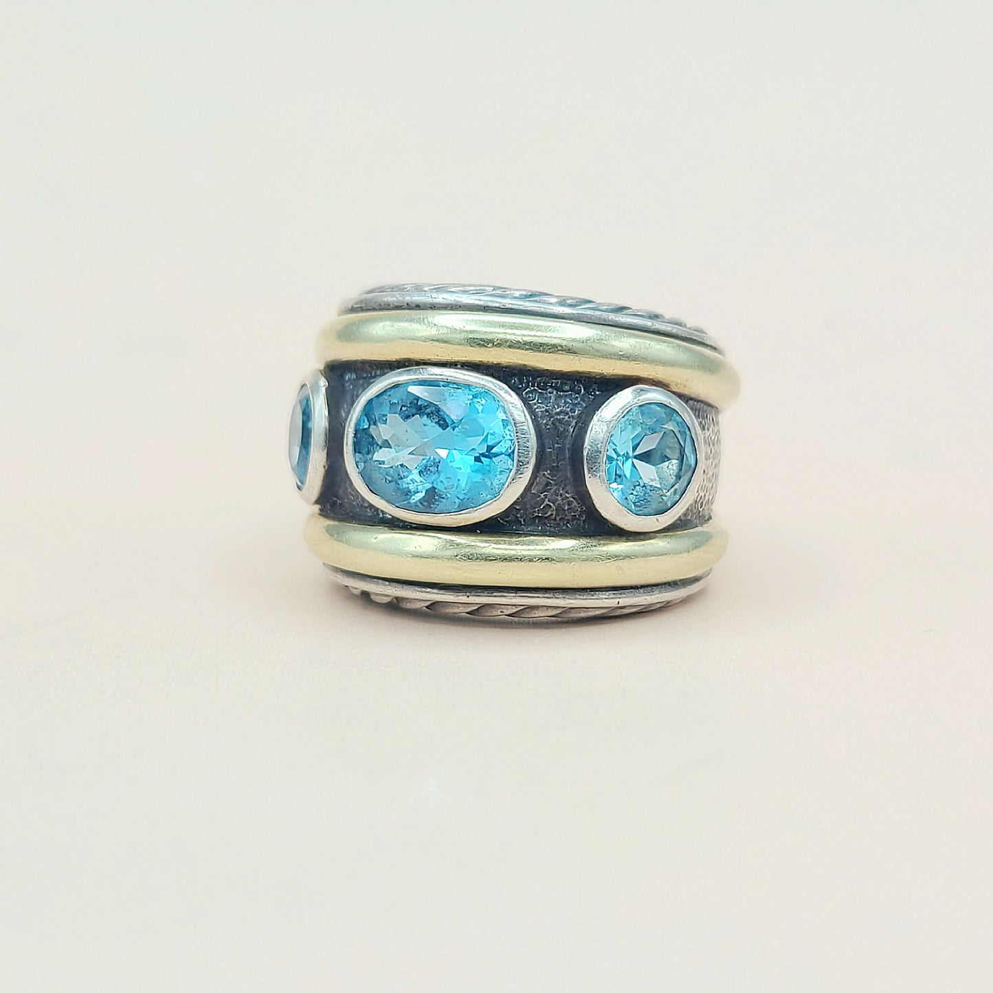 David Yurman Renaissance Blue Topaz Gold Ring | Certified Pre-Owned AYW Luxury #