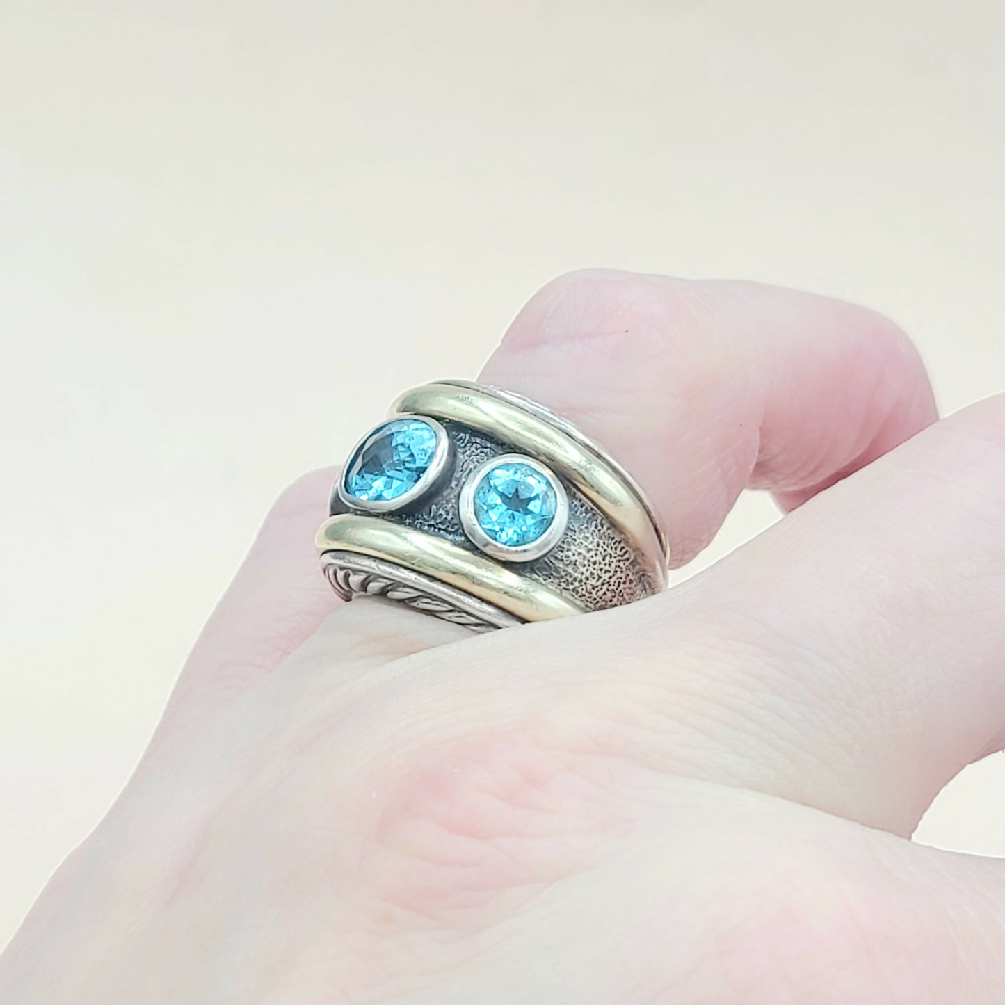 David Yurman Renaissance Blue Topaz Gold Ring | Certified Pre-Owned AYW Luxury #