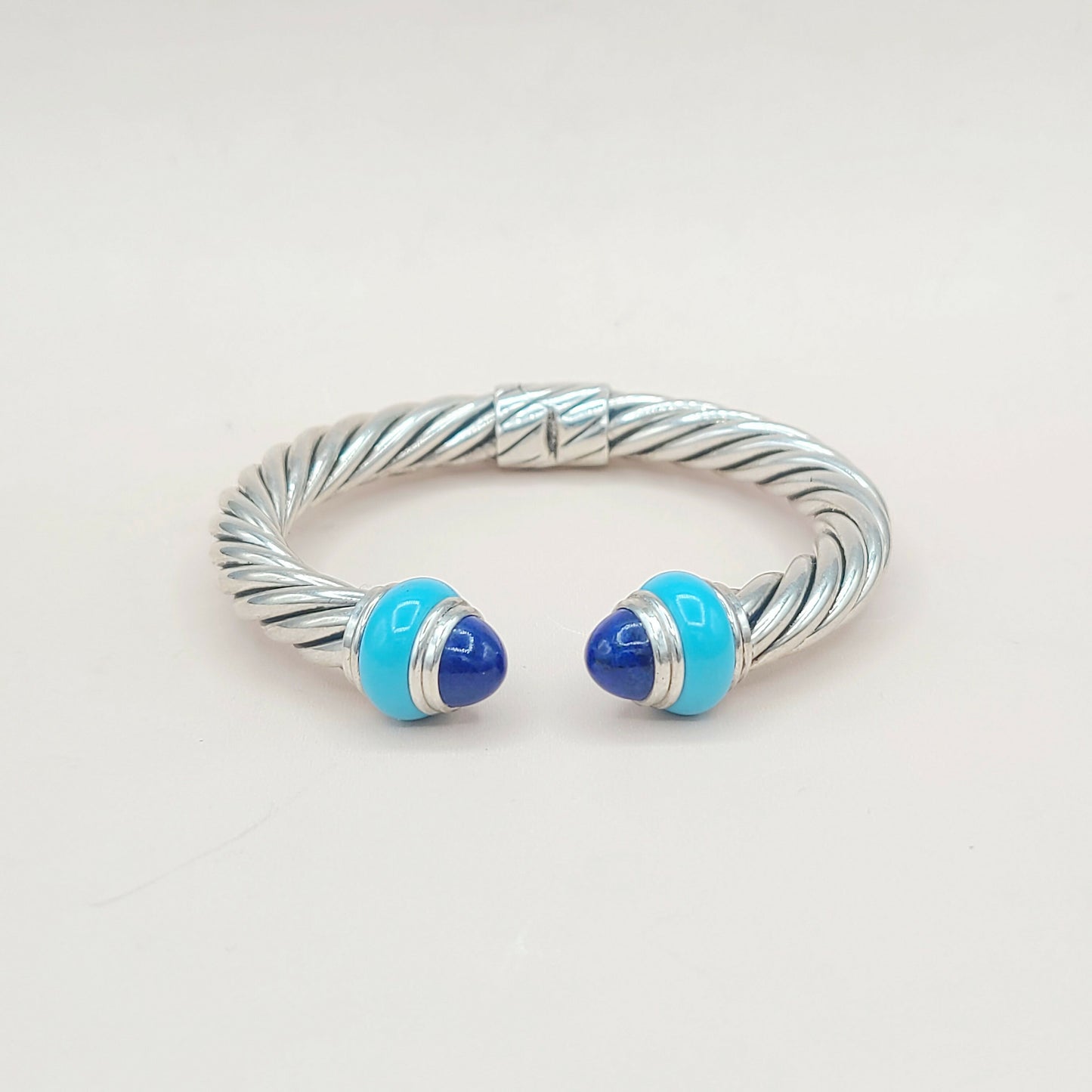 David Yurman Rondelle Cable Bracelet Lapis & Turquoise AYW Luxury #