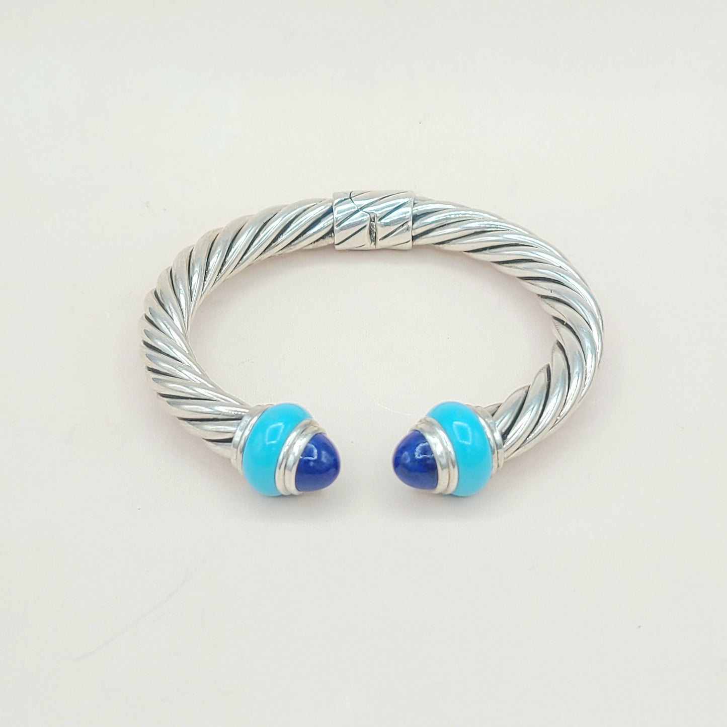 David Yurman Rondelle Cable Bracelet Lapis & Turquoise AYW Luxury #