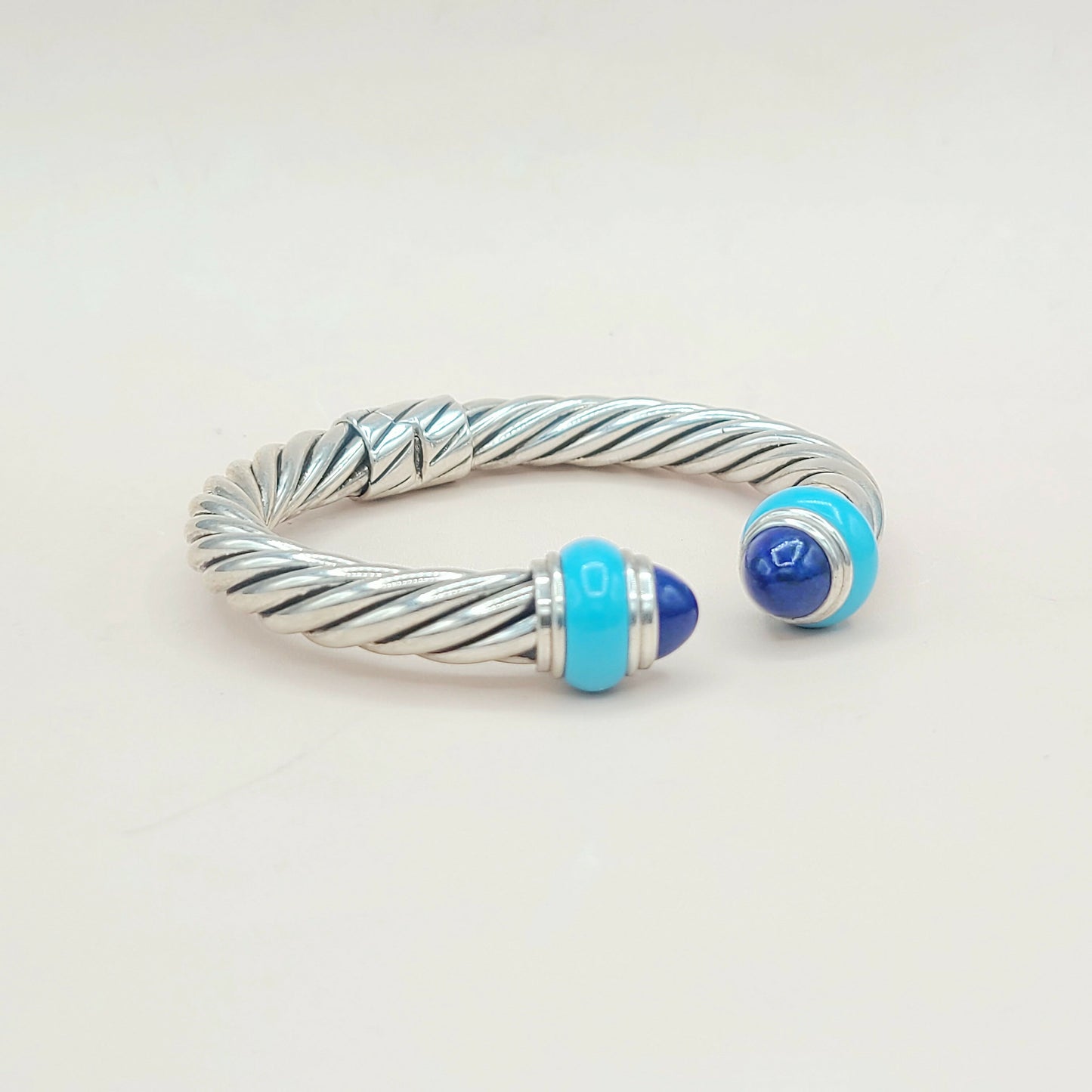 David Yurman Rondelle Cable Bracelet Lapis & Turquoise AYW Luxury #