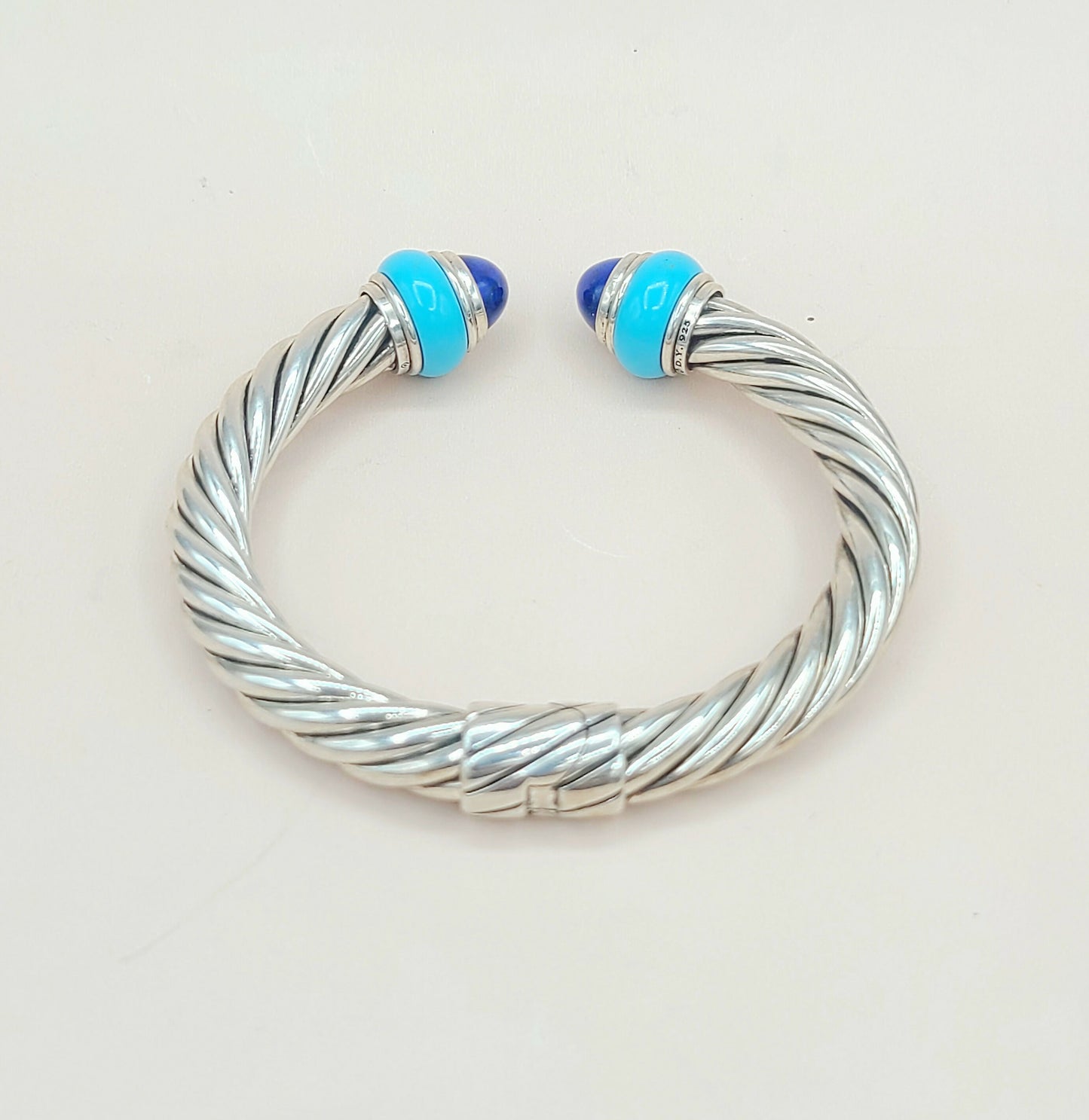 David Yurman Rondelle Cable Bracelet Lapis & Turquoise AYW Luxury #