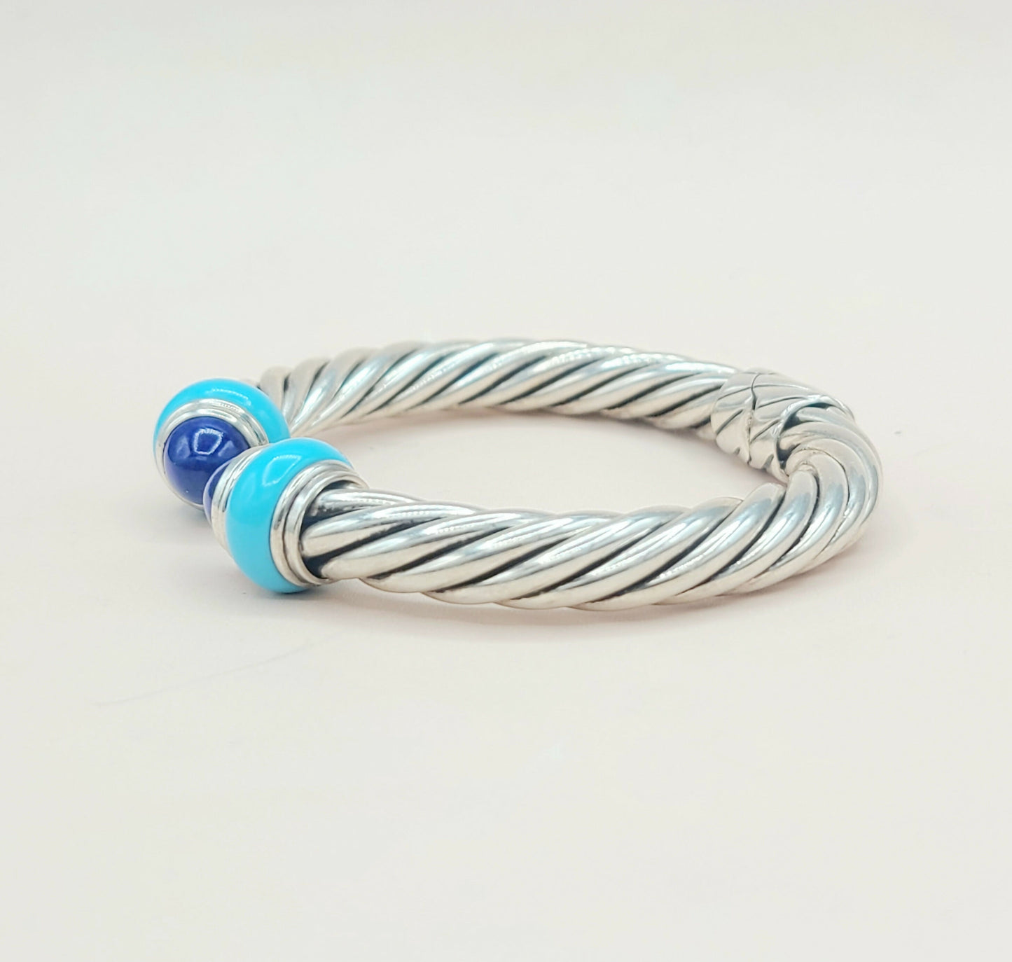 David Yurman Rondelle Cable Bracelet Lapis & Turquoise AYW Luxury #