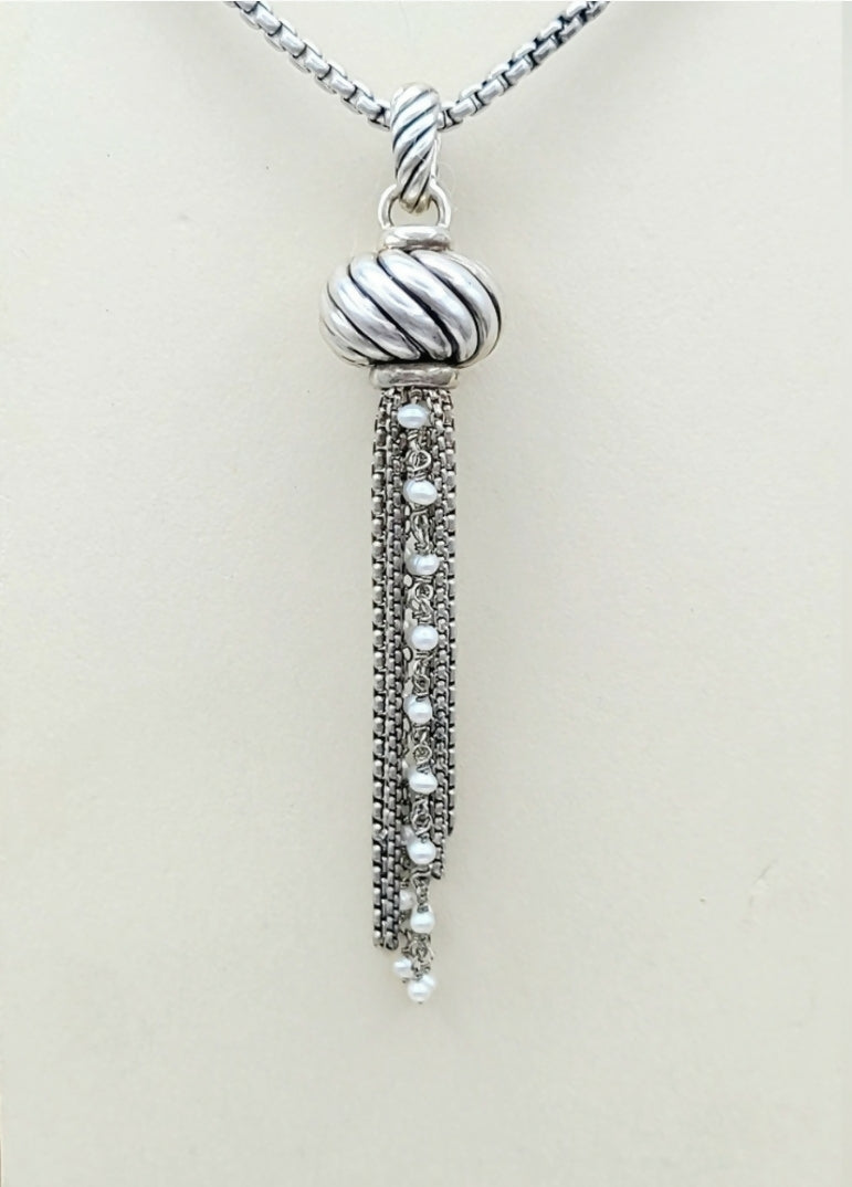 David Yurman Sculpted Pearl Tassel Pendant AYW Luxury #