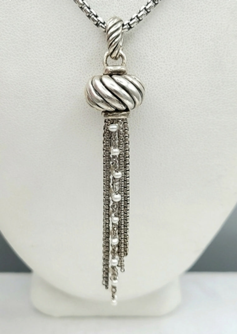 David Yurman Sculpted Pearl Tassel Pendant AYW Luxury #