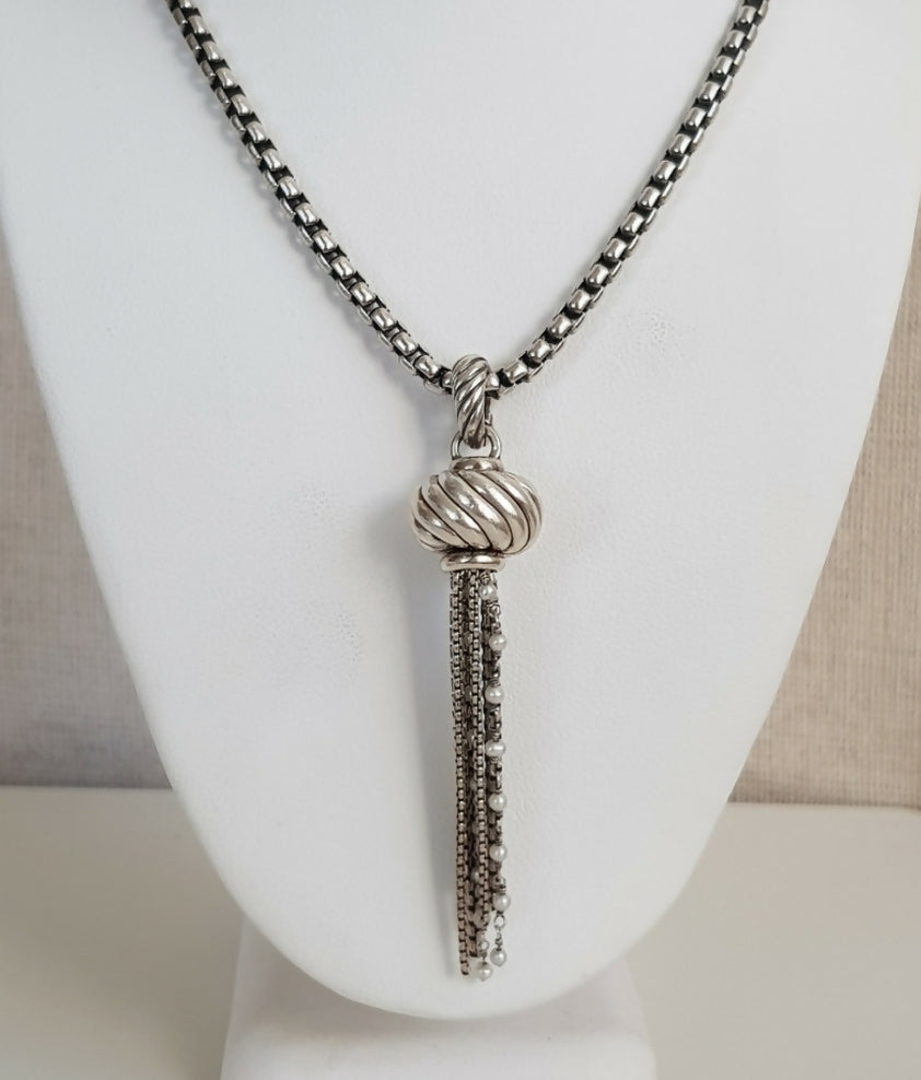 David Yurman Sculpted Pearl Tassel Pendant AYW Luxury #