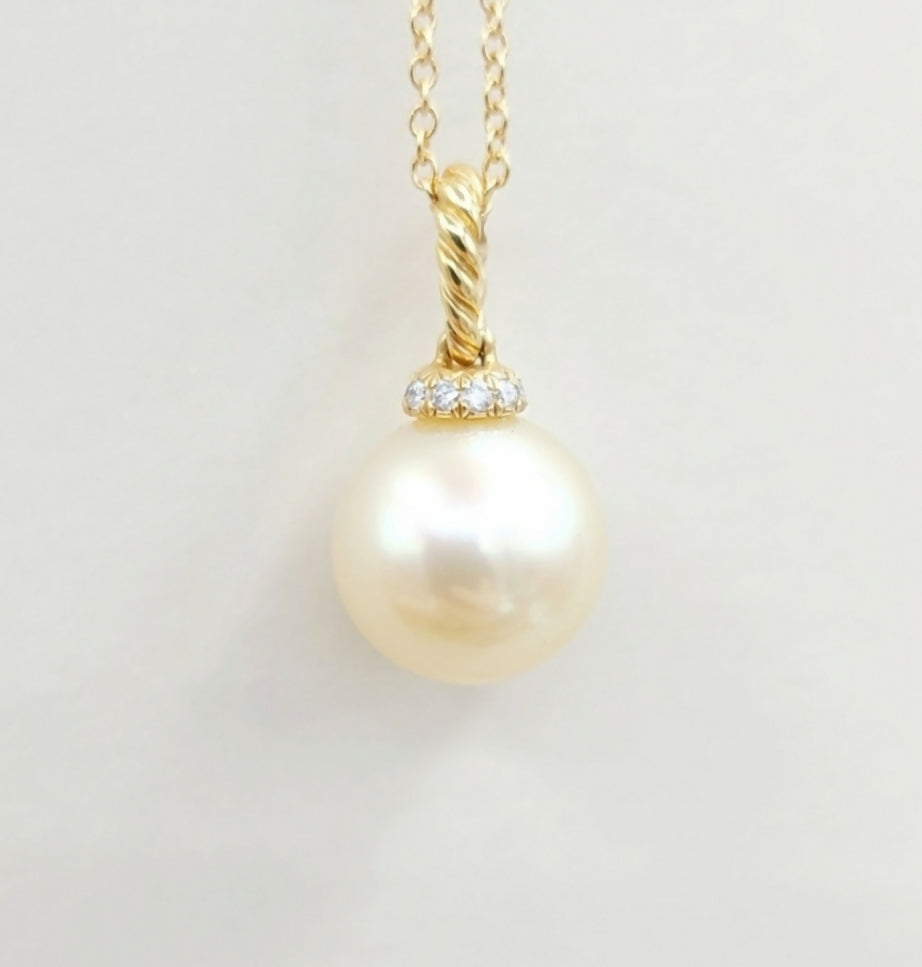 David Yurman Solari Pendant Necklace In 18k Gold With Pearl And Diamonds