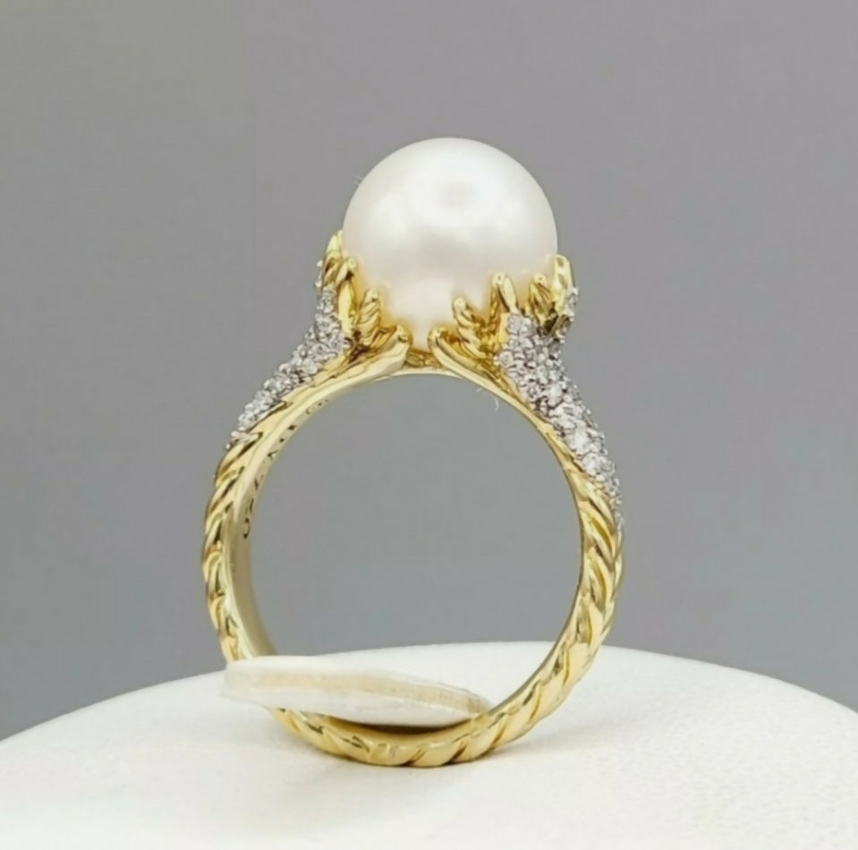 David Yurman Starburst Pearl Diamond Gold Ring | Certified Pre-Owned AYW Luxury #