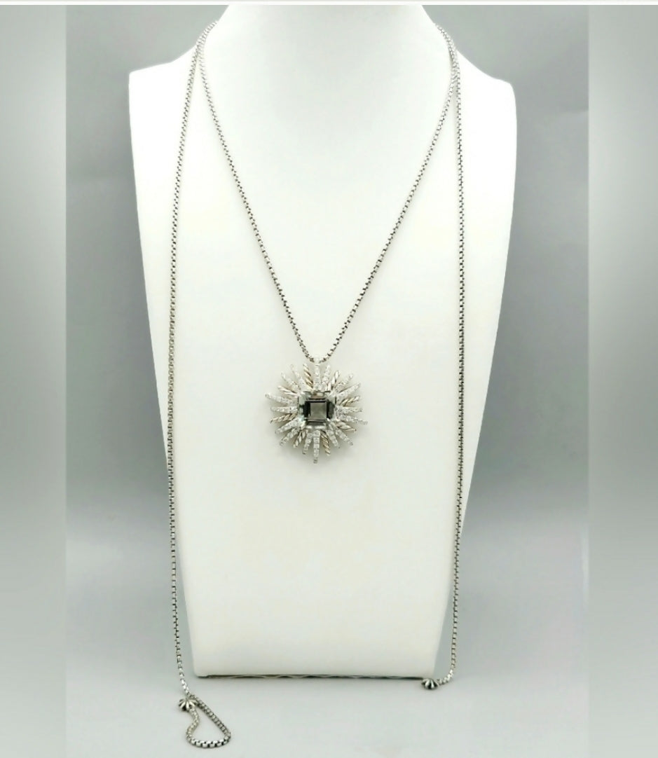David Yurman Starburst Pendant – 30mm Prasiolite & Diamonds #