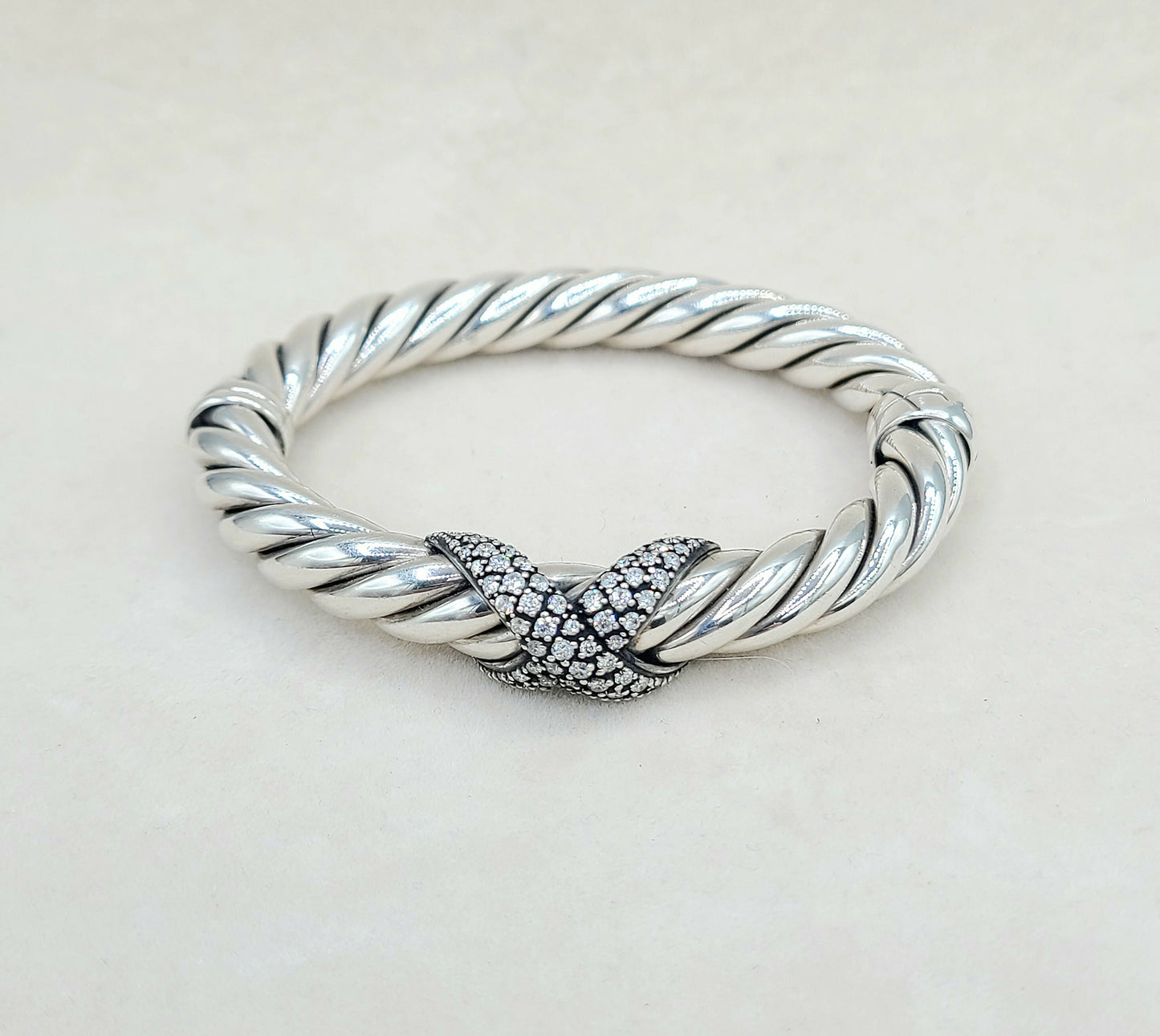 David Yurman Starlight Cable Bracelet Diamond X Vintage AYW Luxury #