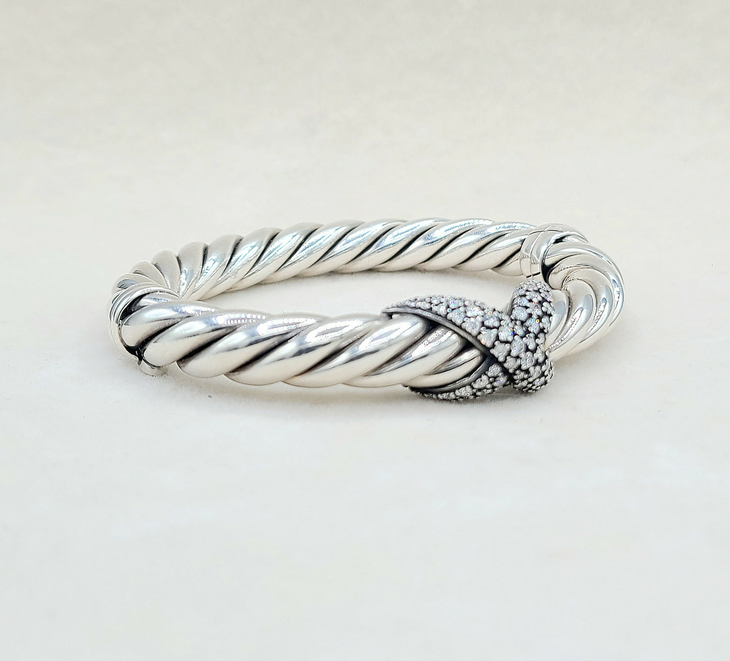 David Yurman Starlight Cable Bracelet Diamond X Vintage AYW Luxury #