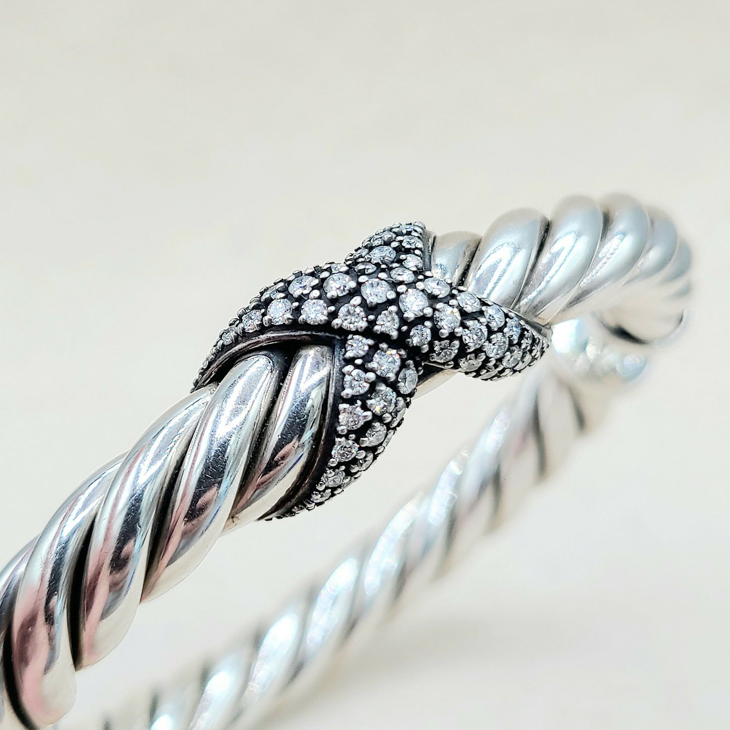 David Yurman Starlight Cable Bracelet Diamond X Vintage AYW Luxury #