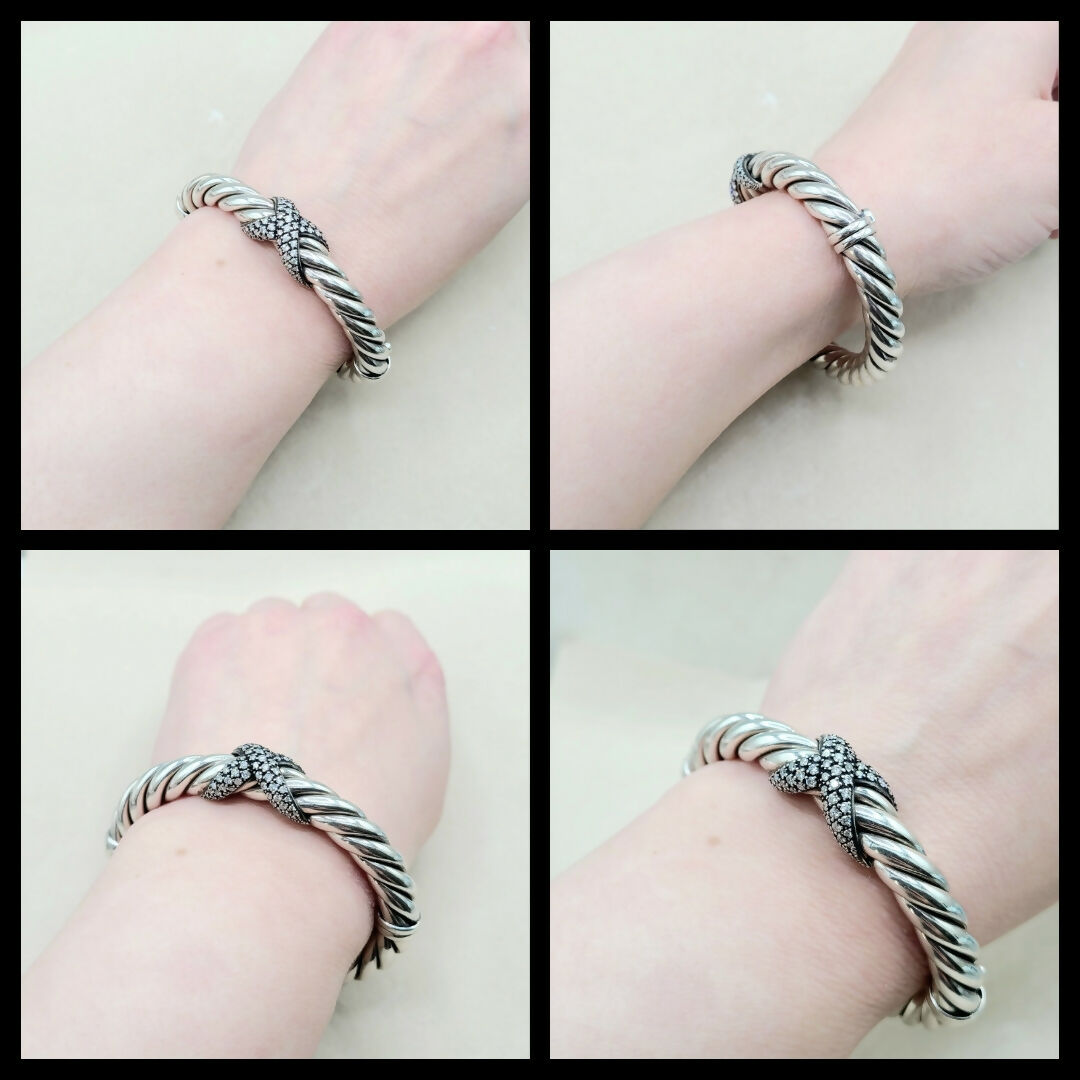 David Yurman Starlight Cable Bracelet Diamond X Vintage AYW Luxury #