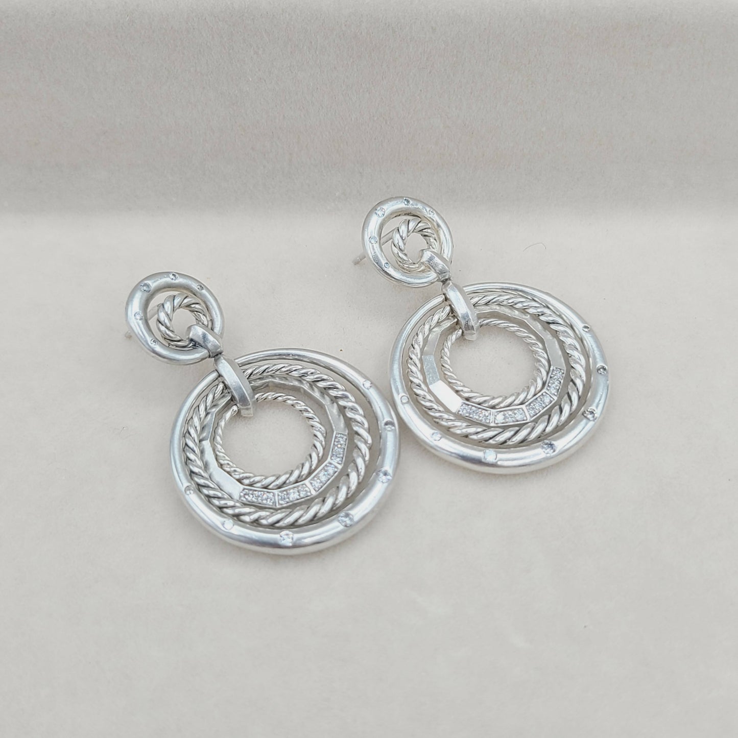 David Yurman-Stax-Drop-Earrings-With Diamonds AYW Luxury #