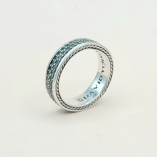 David Yurman Steamline Gray Sapphire Two Row Band Ring