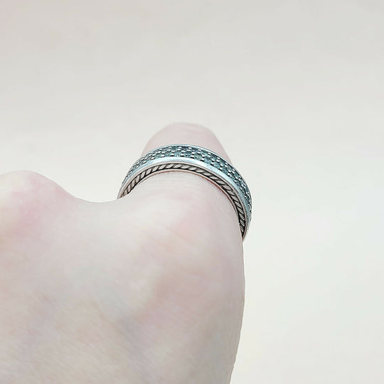David Yurman Steamline Gray Sapphire Two Row Band Ring