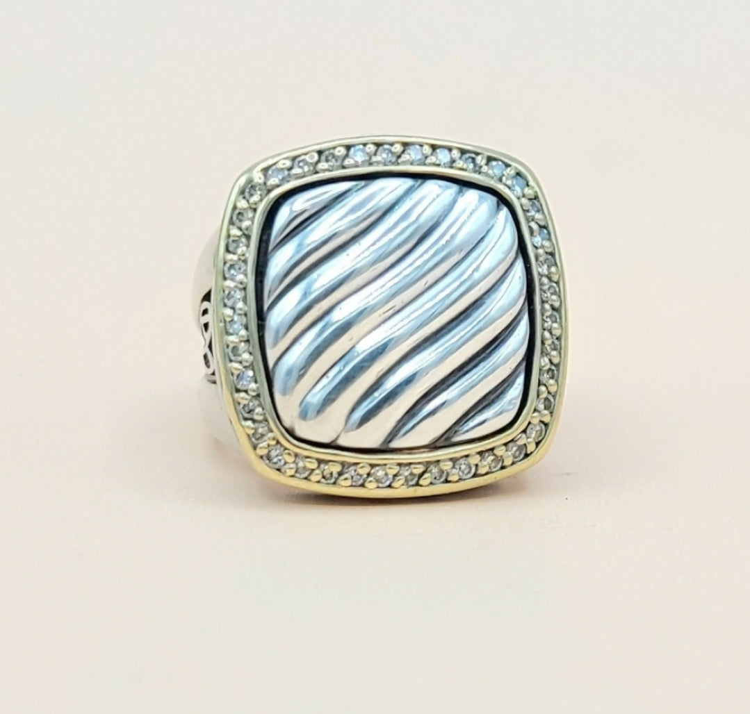David Yurman Thoroughbred Albion Diamond Gold Ring | Certified Pre-Owned AYW Luxury #