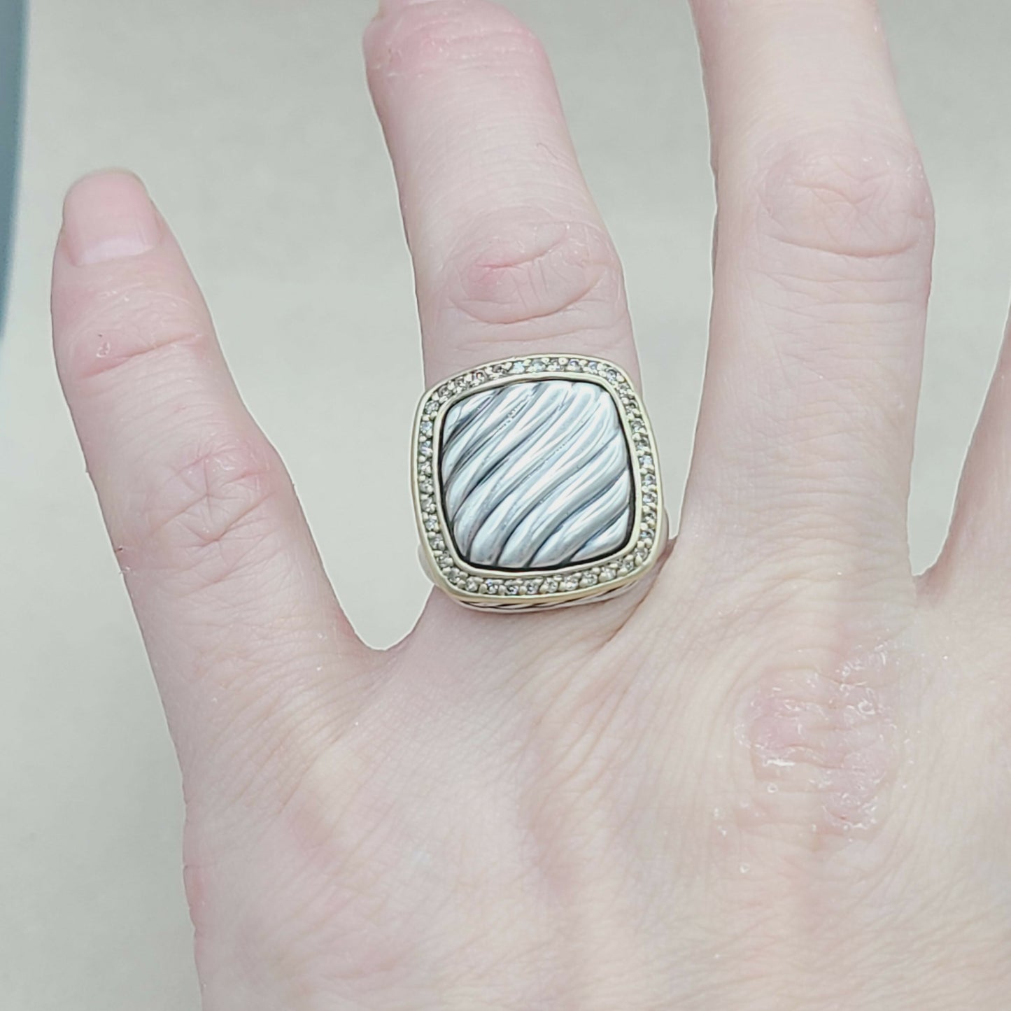 David Yurman Thoroughbred Albion Diamond Gold Ring | Certified Pre-Owned AYW Luxury #
