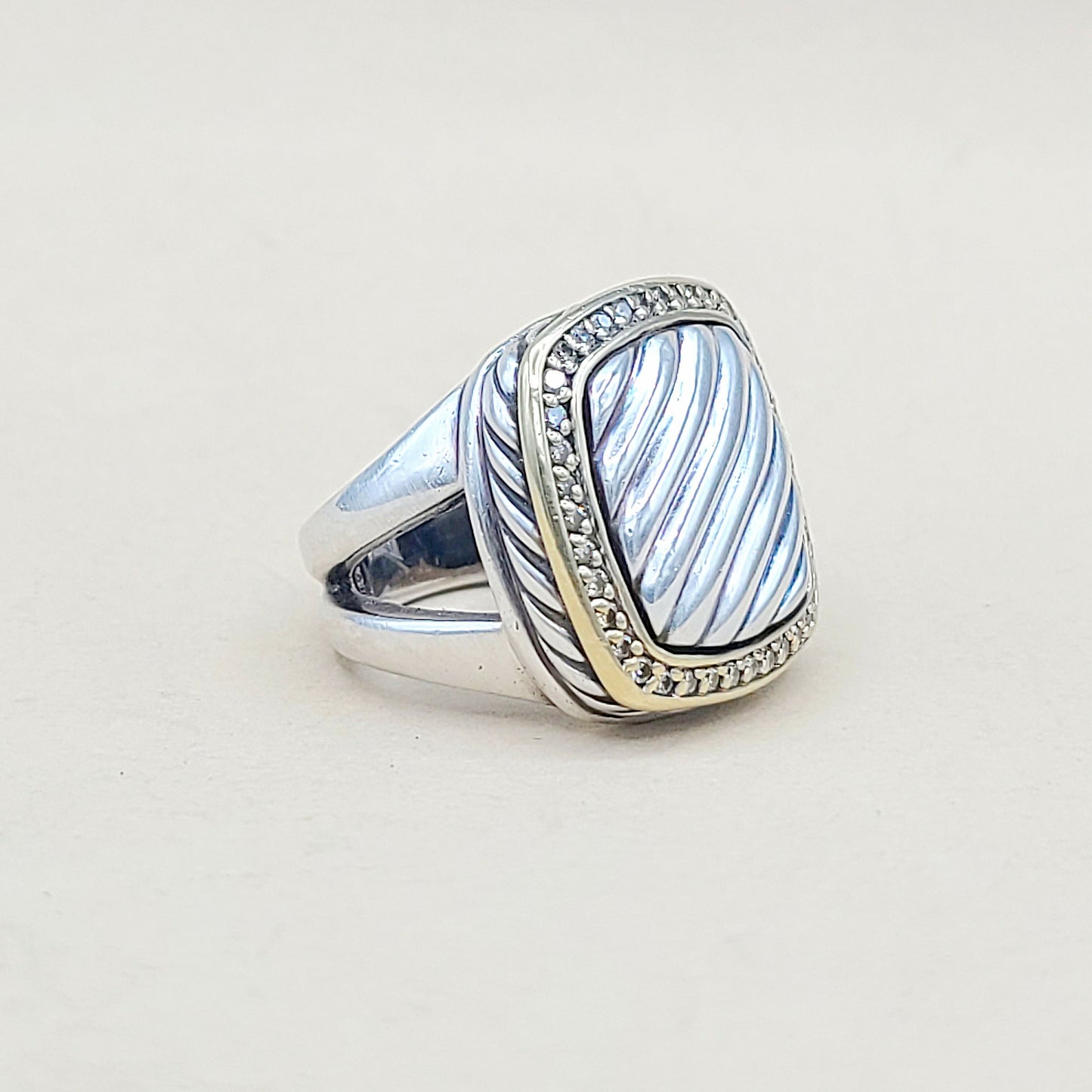 David Yurman Thoroughbred Albion Diamond Gold Ring | Certified Pre-Owned AYW Luxury #