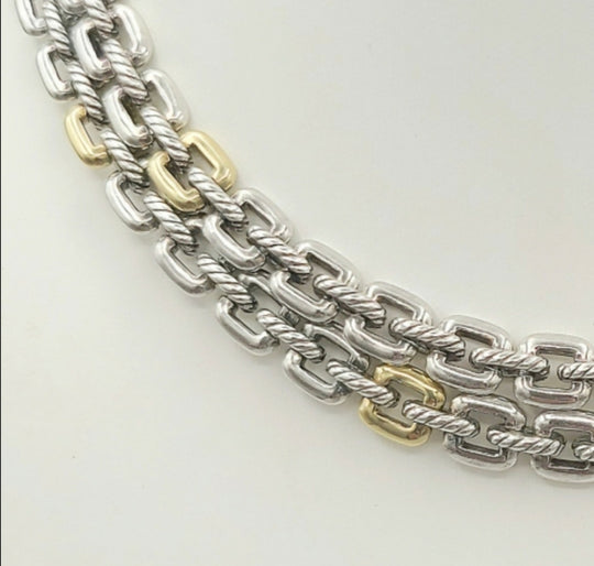 David Yurman Thoroughbred Double Row Necklace – 18k Gold