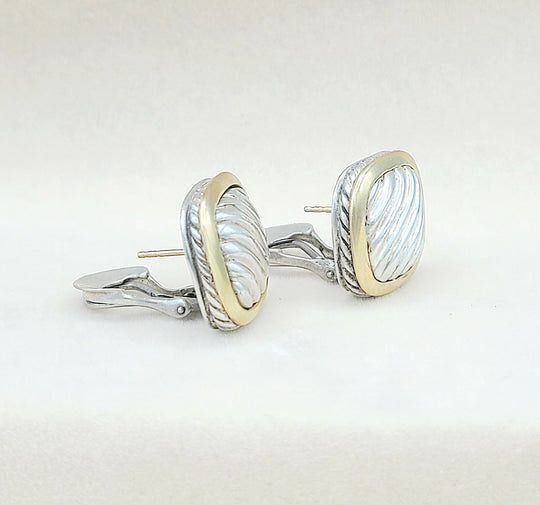 David Yurman Thoroughbred Sculpted Earrings With Gold