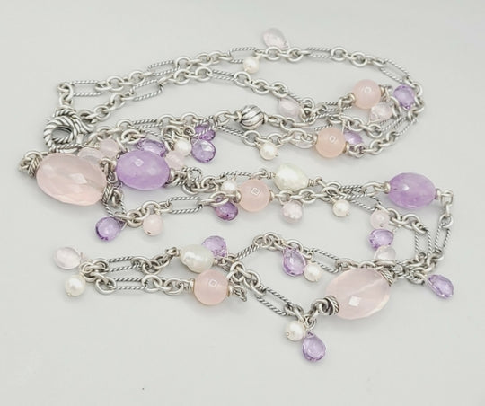 David Yurman Tweejoux Necklace – Amethyst & Rose Quartz