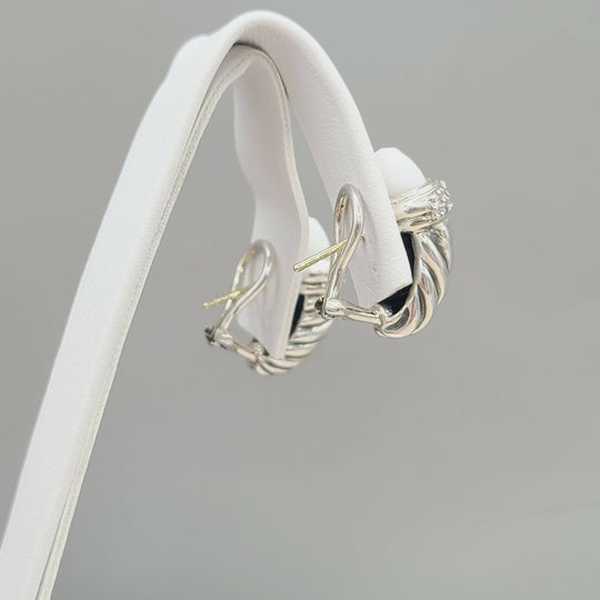 David Yurman Waverly Earrings White Agate & Diamonds