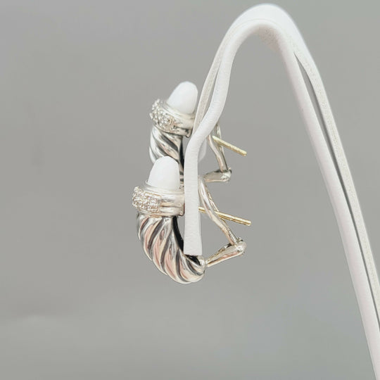 David Yurman Waverly Earrings White Agate & Diamonds