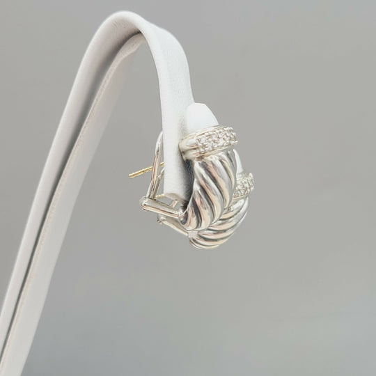 David Yurman Waverly Earrings White Agate & Diamonds