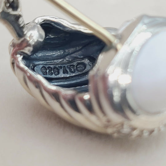 David Yurman Waverly Earrings White Agate & Diamonds