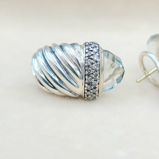 David Yurman Waverly Prasiolite Diamond Earrings