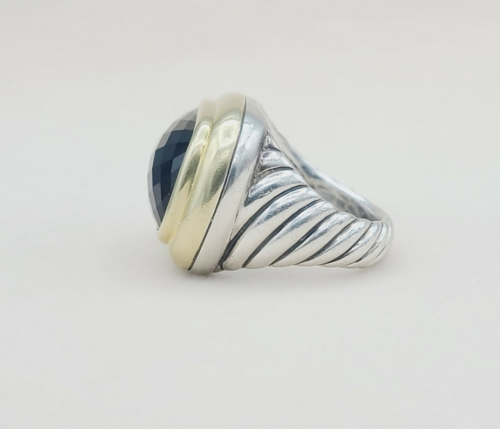 David Yurman Waverly Black Onyx Ring With Gold