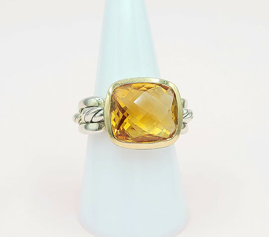 David Yurman Wellesley Link Ring – Citrine & Gold