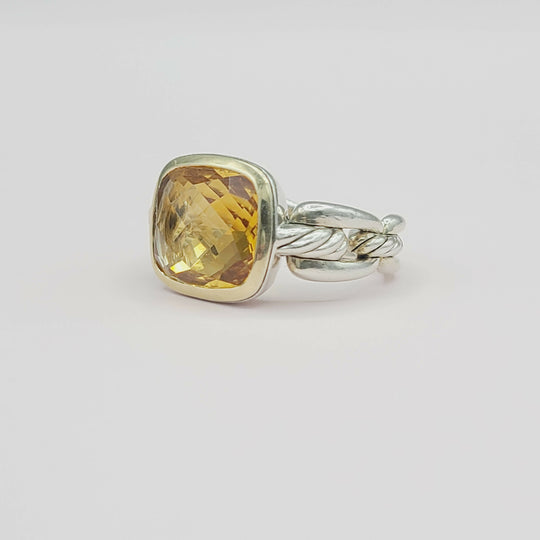 David Yurman Wellesley Link Ring – Citrine & Gold