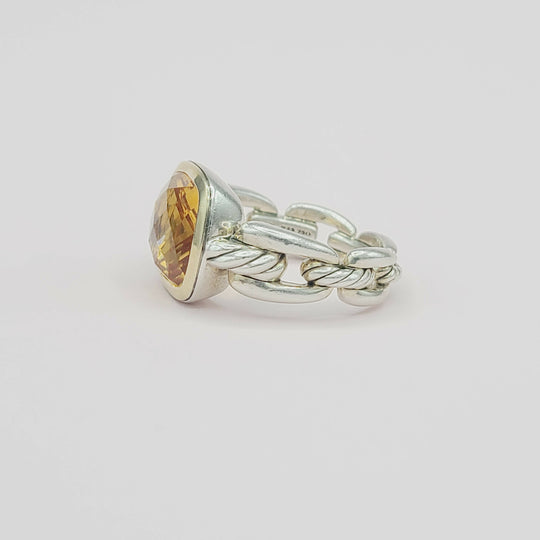 David Yurman Wellesley Link Ring – Citrine & Gold