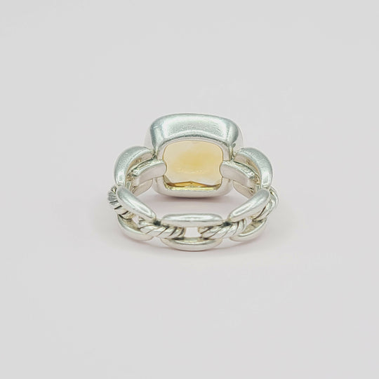 David Yurman Wellesley Link Ring – Citrine & Gold