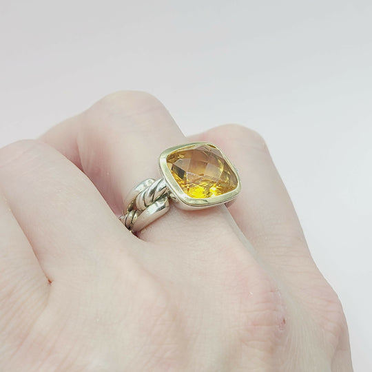 David Yurman Wellesley Link Ring – Citrine & Gold