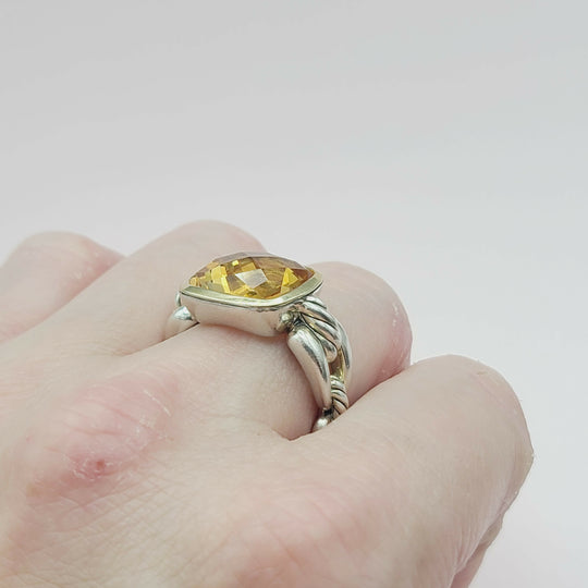 David Yurman Wellesley Link Ring – Citrine & Gold