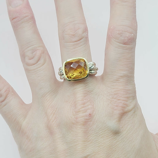 David Yurman Wellesley Link Ring – Citrine & Gold
