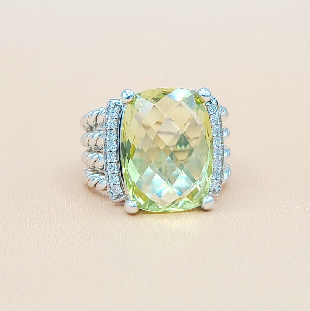 David Yurman Wheaton Lemon Citrine Diamond Ring | Certified Pre-Owned AYW Luxury #