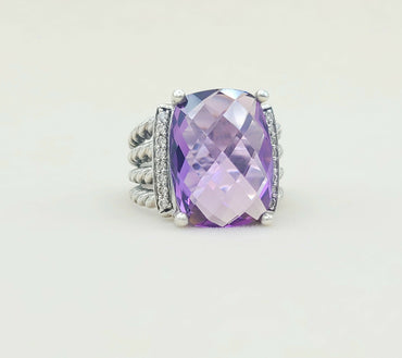 David Yurman Wheaton Ring 16x12 Amethyst & Diamonds