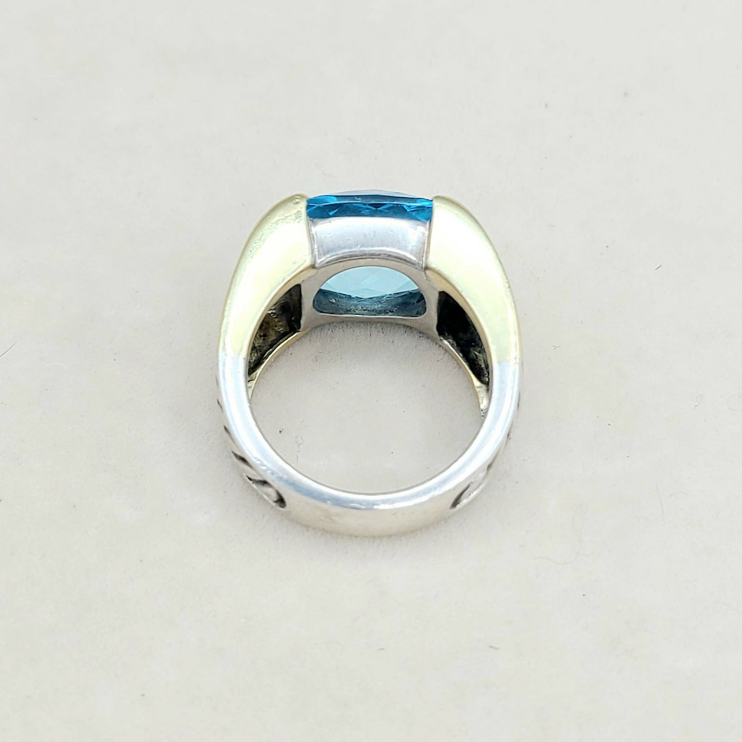 David Yurman Wide Sculpted Cable Ring Blue Topaz AYW Luxury #