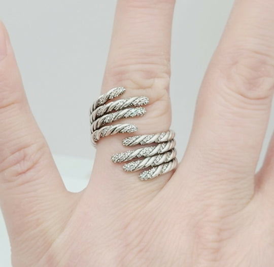 David Yurman Willow Open Four Row Ring – Diamonds