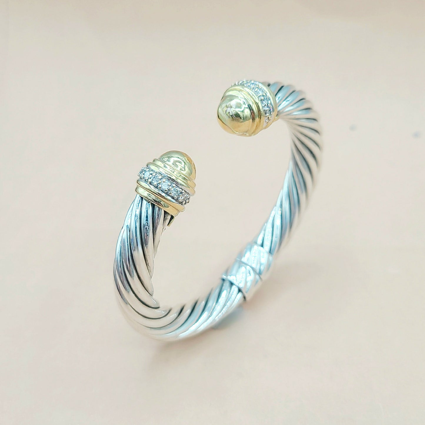 David Yurman 10mm Cable Gold Dome Diamond Bracelet | Certified AYW Luxury #
