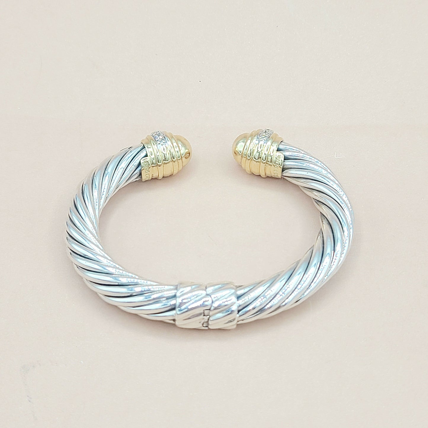 David Yurman 10mm Cable Gold Dome Diamond Bracelet | Certified AYW Luxury #