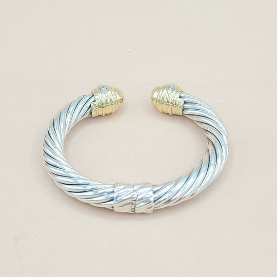 David Yurman 10mm Gold Dome Diamond Bracelet