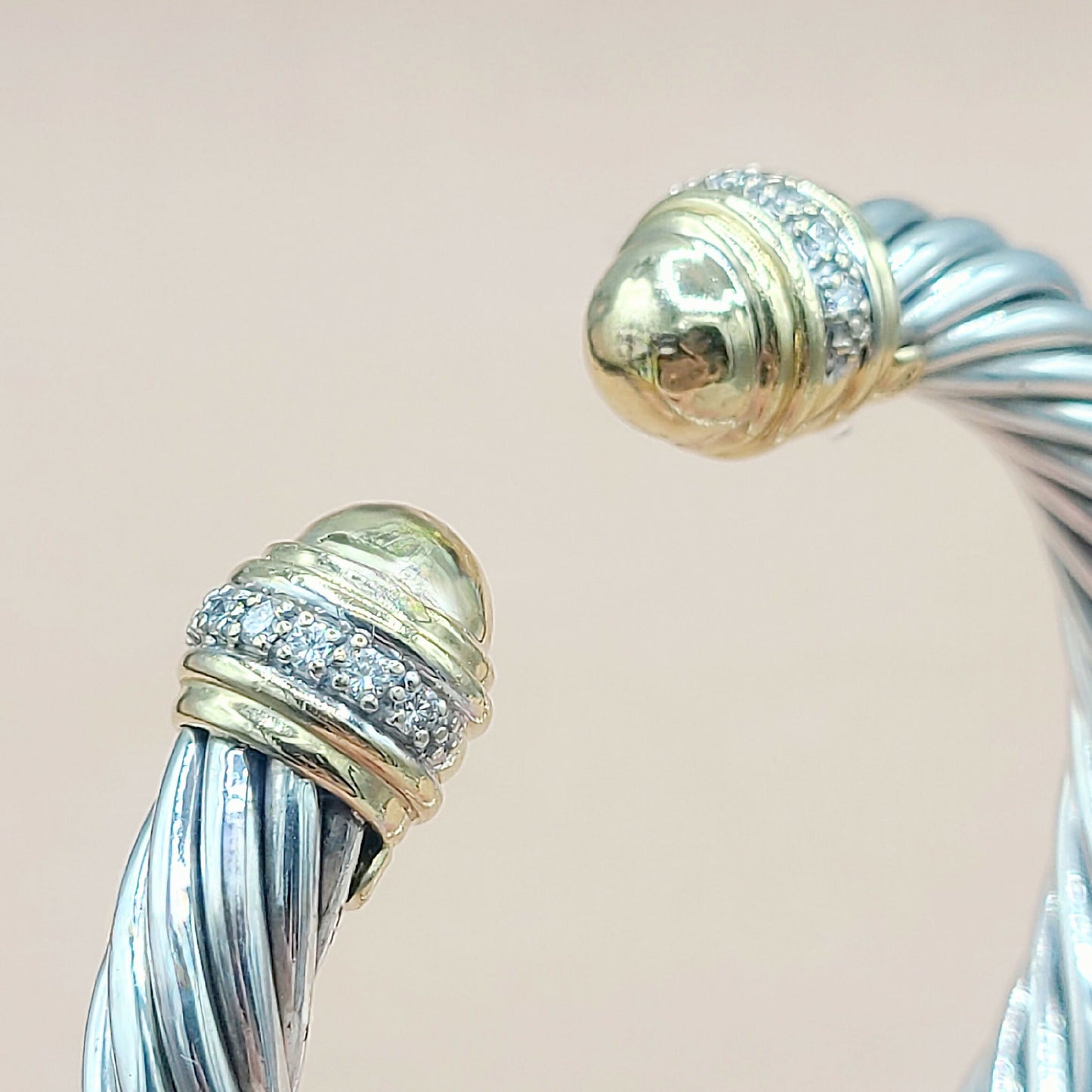 David Yurman 10mm Cable Gold Dome Diamond Bracelet | Certified AYW Luxury #