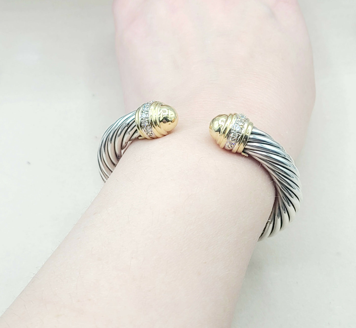 David Yurman 10mm Cable Gold Dome Diamond Bracelet | Certified AYW Luxury #