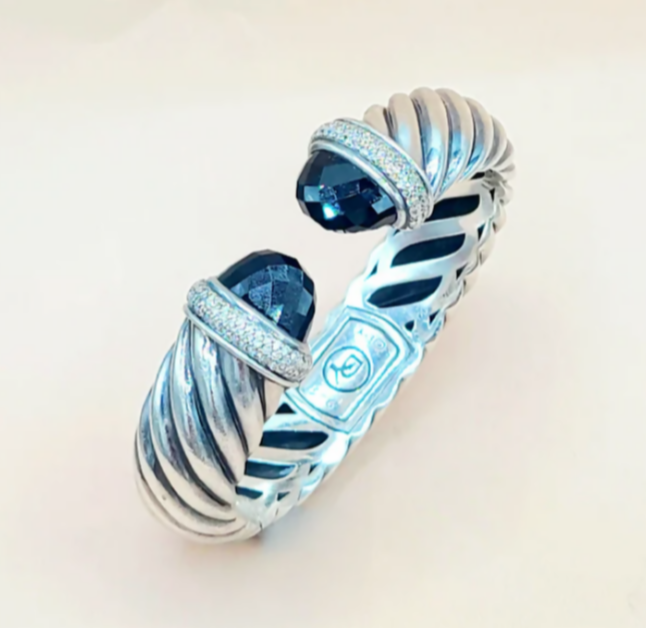 David Yurman 15mm Waverly Black Onyx Diamond Bracelet