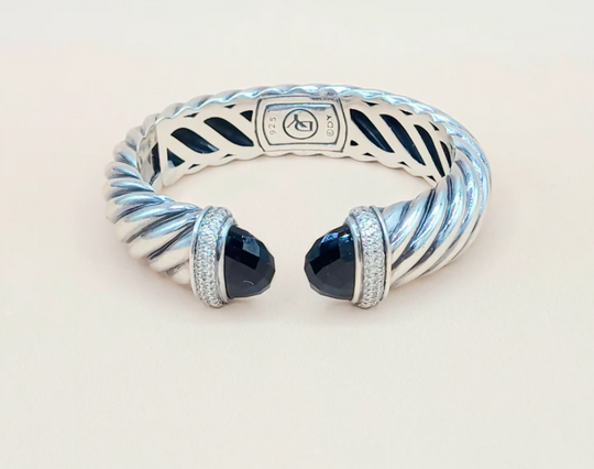 David Yurman 15mm Waverly Black Onyx Diamond Bracelet
